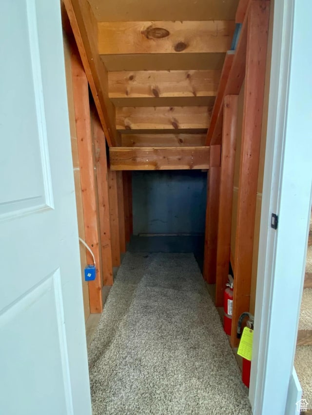 hall with lofted ceiling