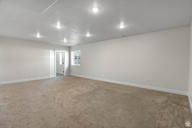 81 E 600 N, Mapleton, UT 84664 - carpeted spare room featuring visible vents, baseboards, a textured ceiling, and recessed lighting