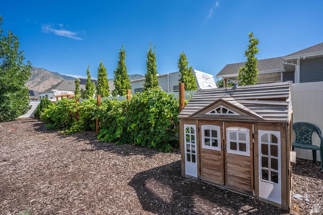 81 E 600 N, Mapleton, UT 84664 - view of outbuilding with fence and a mountain view