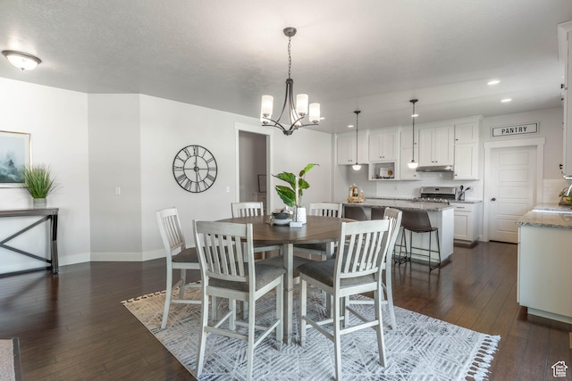 81 E 600 N, Mapleton, UT 84664 - dining space featuring recessed lighting, a chandelier, baseboards, and dark wood-style floors