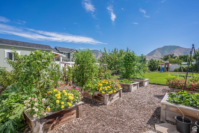 81 E 600 N, Mapleton, UT 84664 - view of yard with a garden, a mountain view, and a playground