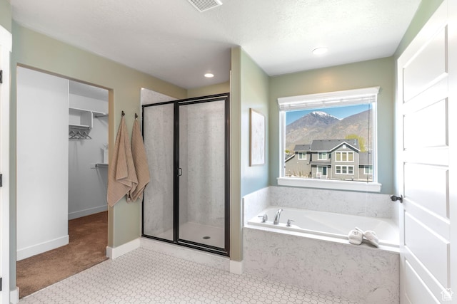 81 E 600 N, Mapleton, UT 84664 - bathroom featuring a garden tub, a stall shower, a walk in closet, a mountain view, and visible vents