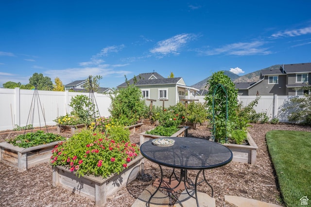 81 E 600 N, Mapleton, UT 84664 - view of patio featuring a fenced backyard, a garden, and a residential view