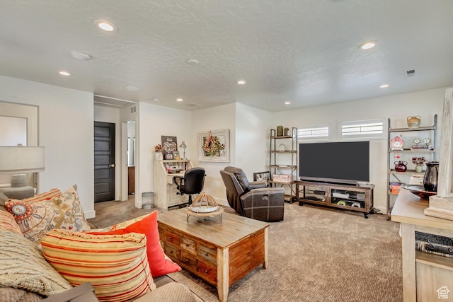 419 W 850 N, Farmington, UT 84025 - living area featuring recessed lighting, carpet flooring, and a textured ceiling
