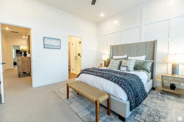 4342 W 5430 S Unit B, Roy, UT 84067 - bedroom featuring light carpet, baseboards, recessed lighting, ensuite bathroom, and ceiling fan