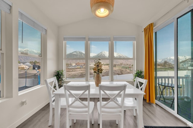 977 S 1480 W, Provo, UT 84601 - sunroom / solarium with wood finished floors, a mountain view, baseboards, and lofted ceiling