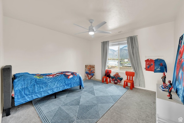 977 S 1480 W, Provo, UT 84601 - bedroom featuring carpet flooring, visible vents, baseboards, and a ceiling fan