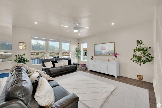 977 S 1480 W, Provo, UT 84601 - living room featuring ceiling fan, recessed lighting, wood finished floors, and baseboards