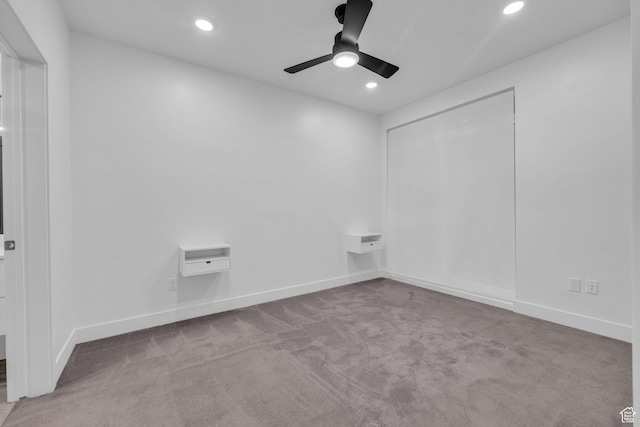 933 S Washington St Unit 107, Salt Lake City, UT 84101 - carpeted empty room with baseboards, a ceiling fan, and recessed lighting