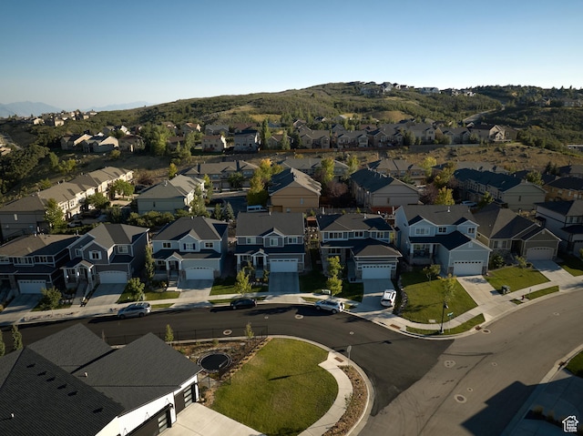 bird's eye view with a mountain view and a residential view