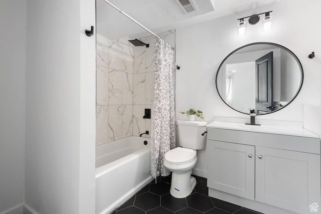 8235 S 1640 W, West Jordan, UT 84088 - bathroom with visible vents, toilet, shower / bath combo with shower curtain, vanity, and tile patterned floors