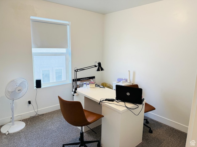 carpeted office with baseboards