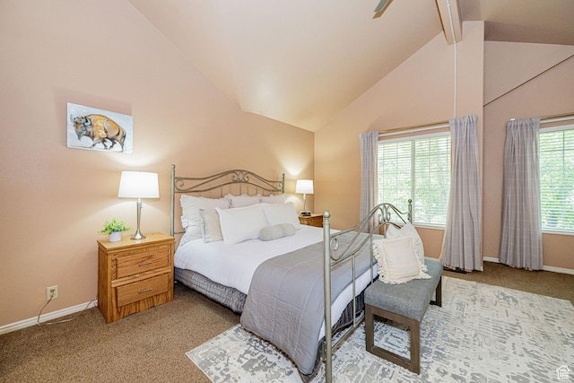 2356 E 3900 S, Millcreek, UT 84124 - bedroom with carpet floors, beam ceiling, and high vaulted ceiling