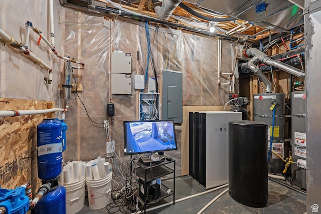 utilities with electric panel and secured water heater