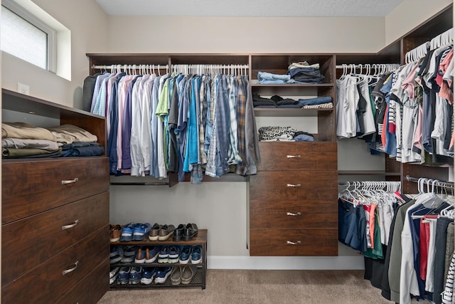 spacious closet with carpet flooring