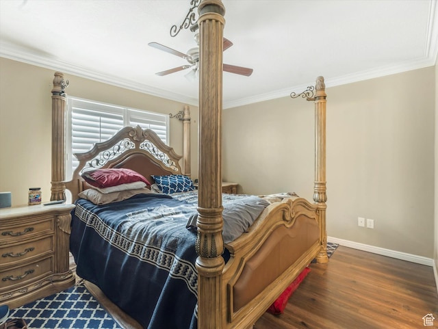 3057 N 3325 W, Plain City, UT 84404 - bedroom with crown molding, baseboards, a ceiling fan, and dark wood-style floors