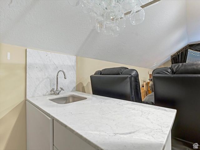 3057 N 3325 W, Plain City, UT 84404 - office area with a textured ceiling, a sink, and vaulted ceiling