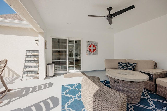 view of patio / terrace with outdoor lounge area and ceiling fan