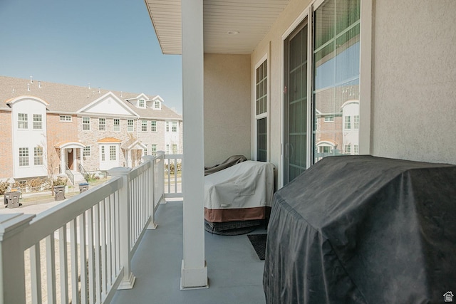 balcony featuring grilling area and a residential view