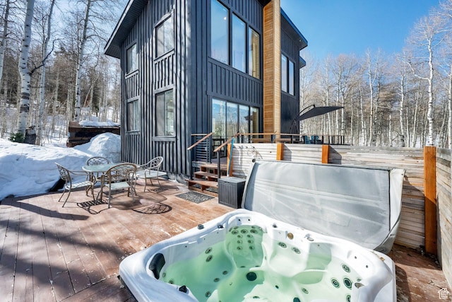 10802 E Green Briar Rd Unit 562, Heber City, UT 84032 - wooden terrace with a covered hot tub and outdoor dining space
