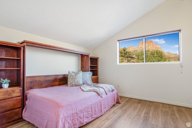 282 Valley View Dr, Springdale, UT 84767 - bedroom featuring wood finished floors, baseboards, and lofted ceiling