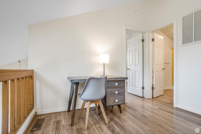 282 Valley View Dr, Springdale, UT 84767 - office space with visible vents, baseboards, and wood finished floors