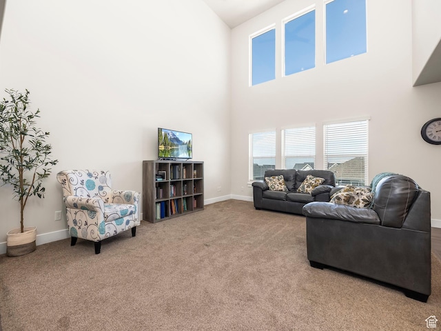 572 W Goosenest Dr, Elk Ridge, UT 84651 - carpeted living room with baseboards and a high ceiling