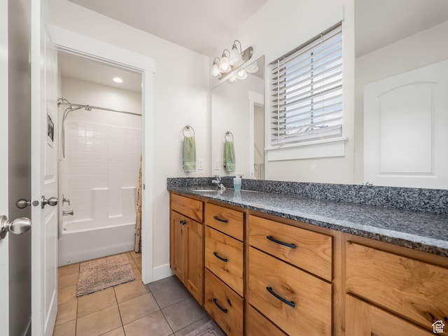 572 W Goosenest Dr, Elk Ridge, UT 84651 - bathroom featuring vanity, tile patterned flooring, and  shower combination