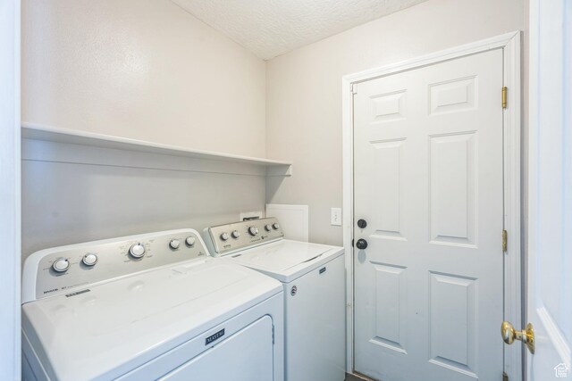 281 W Calias Ln, Stansbury Park, UT 84074 - laundry room featuring washing machine and clothes dryer, laundry area, and a textured ceiling
