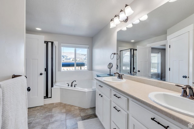 2155 E Blue Sky Dr, Eagle Mountain, UT 84005 - full bath with a shower stall, double vanity, a bath, and a sink