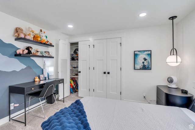 2155 E Blue Sky Dr, Eagle Mountain, UT 84005 - bedroom featuring carpet floors, recessed lighting, and two closets