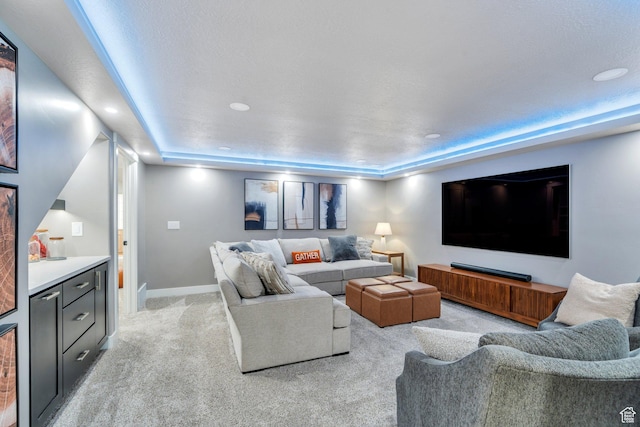 2155 E Blue Sky Dr, Eagle Mountain, UT 84005 - living room with baseboards, recessed lighting, and light colored carpet