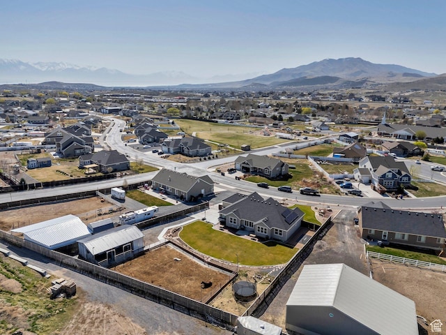 2155 E Blue Sky Dr, Eagle Mountain, UT 84005 - drone / aerial view featuring a mountain view and a residential view