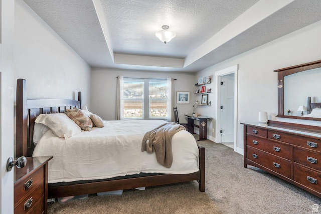 2155 E Blue Sky Dr, Eagle Mountain, UT 84005 - bedroom with baseboards, a textured ceiling, light colored carpet, and a raised ceiling