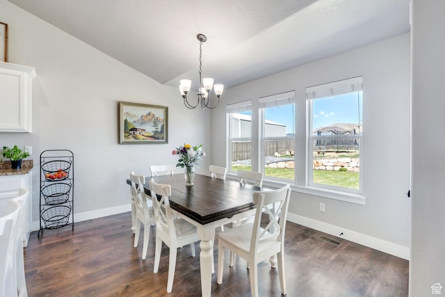 2155 E Blue Sky Dr, Eagle Mountain, UT 84005 - dining area featuring a chandelier, dark wood-type flooring, baseboards, and visible vents