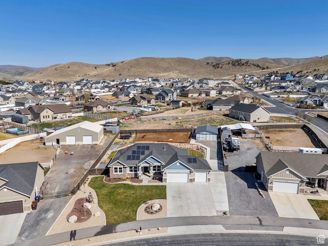 2155 E Blue Sky Dr, Eagle Mountain, UT 84005 - drone / aerial view featuring a mountain view and a residential view