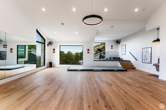 4155 S Parkview Dr, Salt Lake City, UT 84124 - workout area with recessed lighting and hardwood / wood-style flooring