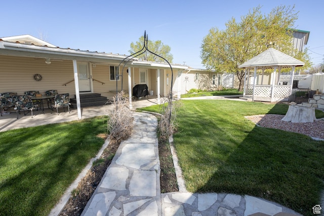 145 S 100 E, Redmond, UT 84652 - view of yard with a gazebo, entry steps, fence, and a patio area