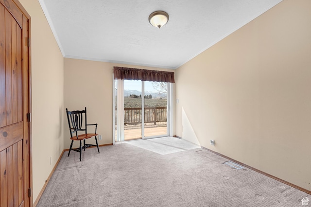 19185 N 11250 E, Mount Pleasant, UT 84647 - empty room featuring light carpet, baseboards, ornamental molding, and visible vents