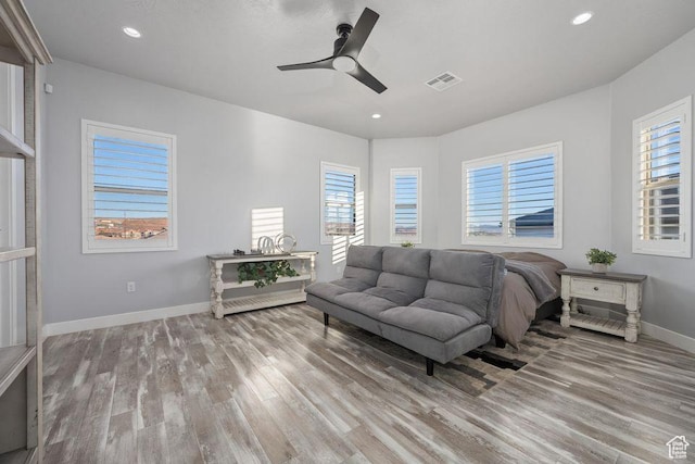 1976 E 1200th Cir N, St George, UT 84770 - sitting room featuring wood finished floors, a ceiling fan, visible vents, and a wealth of natural light