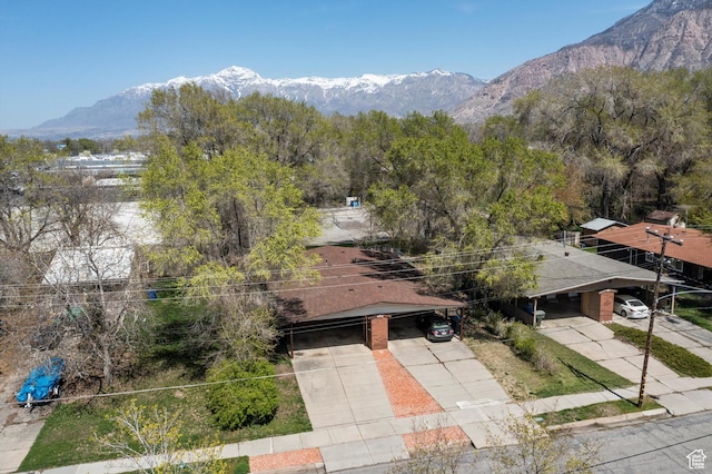 drone / aerial view with a mountain view