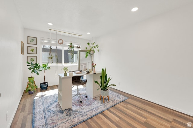 4338 S 1100 W Unit 36D, Taylorsville, UT 84123 - home office with baseboards, recessed lighting, and wood finished floors