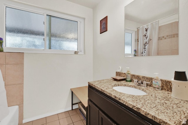 1705 W 4575 S, Roy, UT 84067 - full bathroom featuring tile patterned flooring, a shower with curtain, vanity, and baseboards
