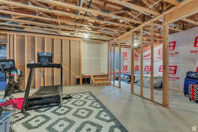 view of unfinished basement