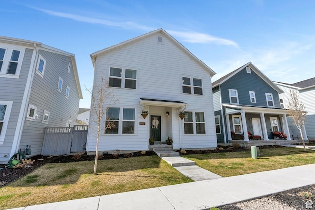 view of front of house with a front lawn
