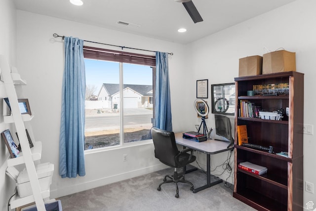 4898 N 10 E, Enoch, UT 84721 - office space with ceiling fan, carpet, visible vents, recessed lighting, and baseboards