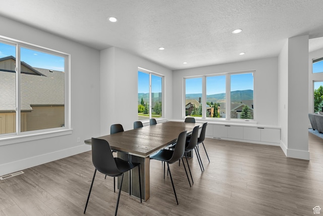 3131 E Lindsay Spring Rd, Heber City, UT 84032 - dining room with recessed lighting, visible vents, a textured ceiling, and wood finished floors