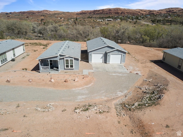 drone / aerial view with a mountain view