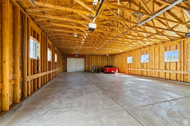 garage with a garage door opener