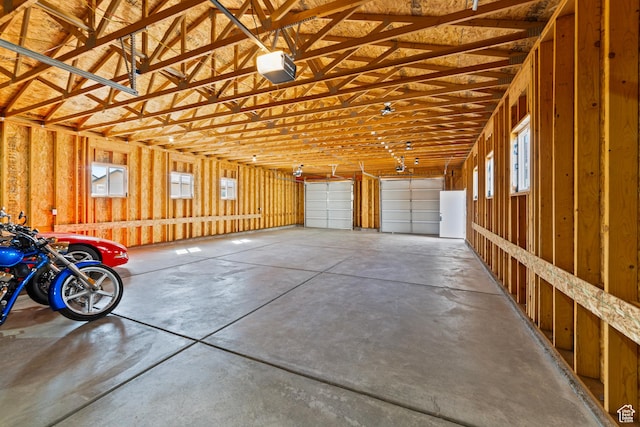 garage with a garage door opener